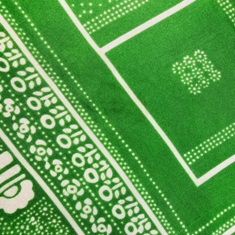 Echo Hand Rolled Green Satin Square Scarf Vintage Bandana Print Retro Mod 27'X26